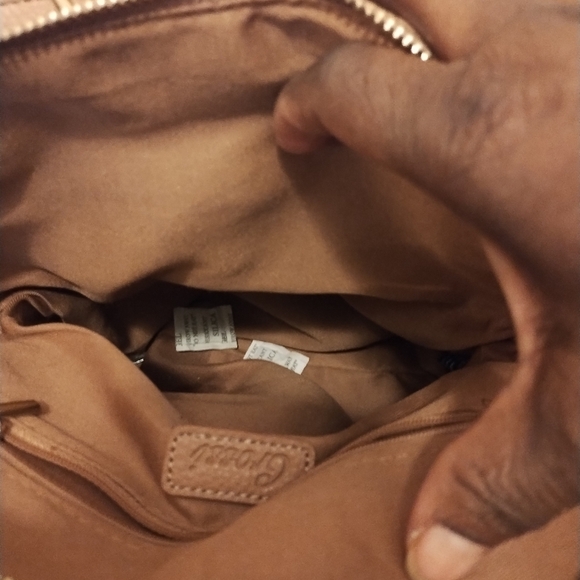 Crossi women's tan bow mini back pack w/ adjustable straps and interior pockets - Picture 7 of 12